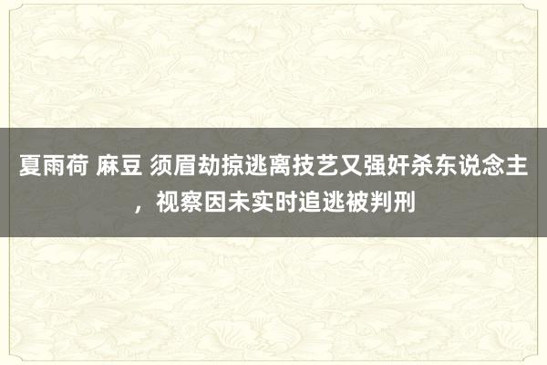 夏雨荷 麻豆 须眉劫掠逃离技艺又强奸杀东说念主，视察因未实时追逃被判刑